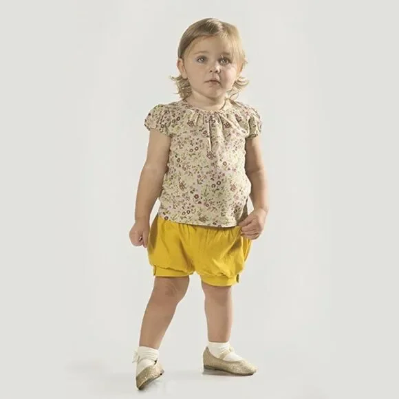 yellow Ruffle Bubble Bloomer Shorts - Picture 1 of 3